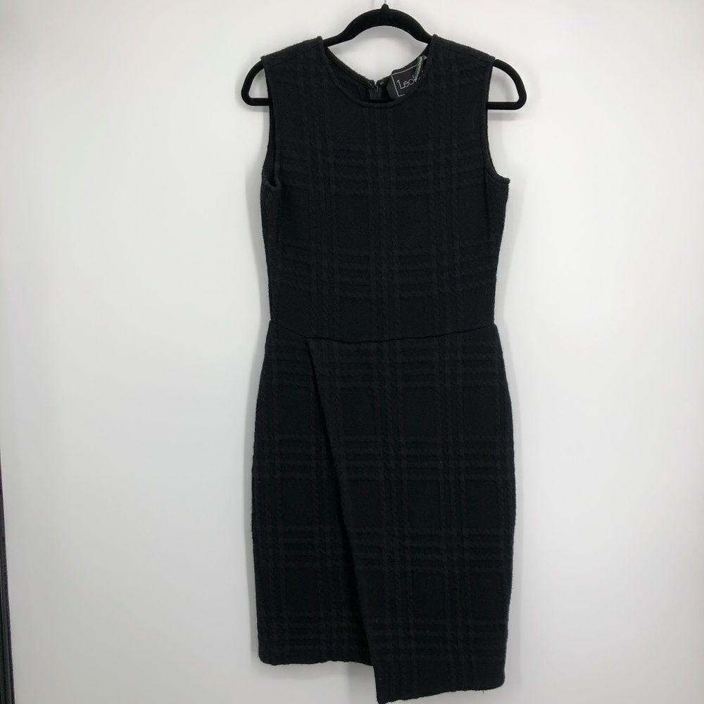 Leota Womens Black Midi‎ Sheath Wrap Style Dress Sleeveless Size M